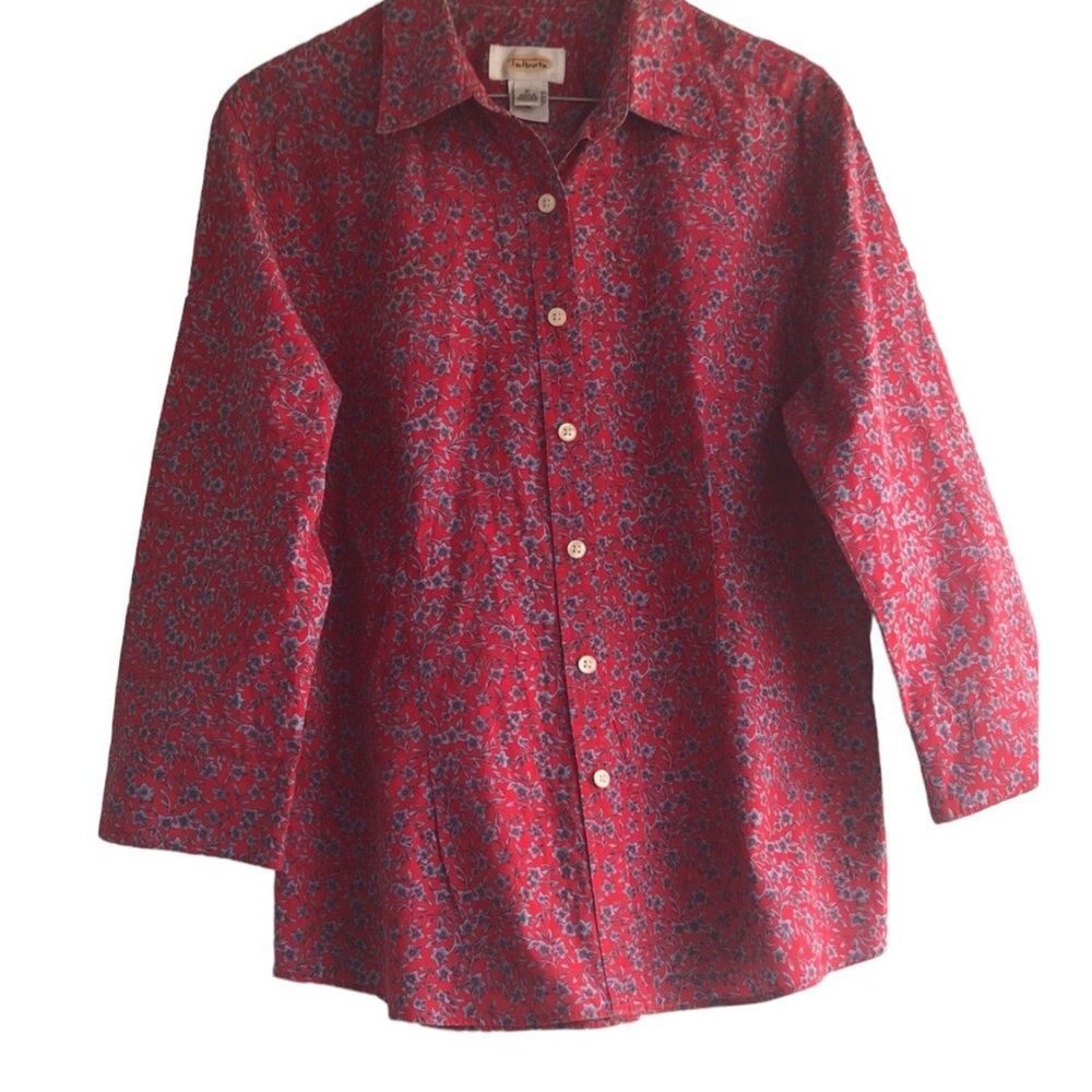 Floral Red Button Down Shirt